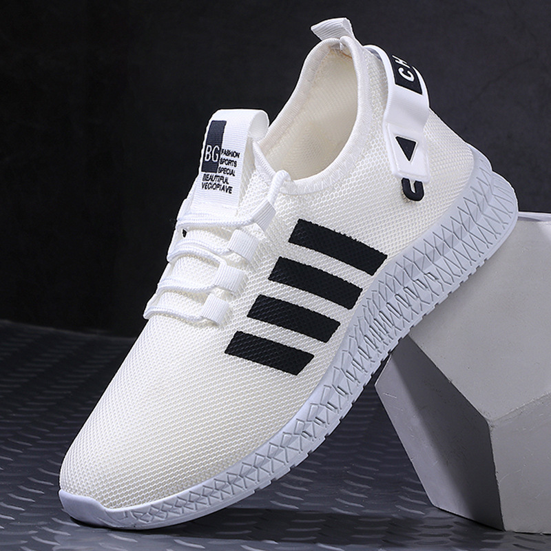 Factory new men's casual shoes breathable sports running shoes soft bottom trend lightweight flying woven shoes a generation of hair