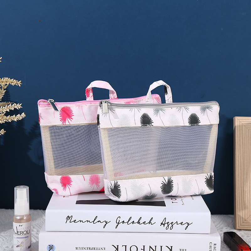 Mesh Portable Makeup Storage Bag Printed Zipper Bag Travel Wash Bag Travel Portable Lightweight Bag Advertising Customization