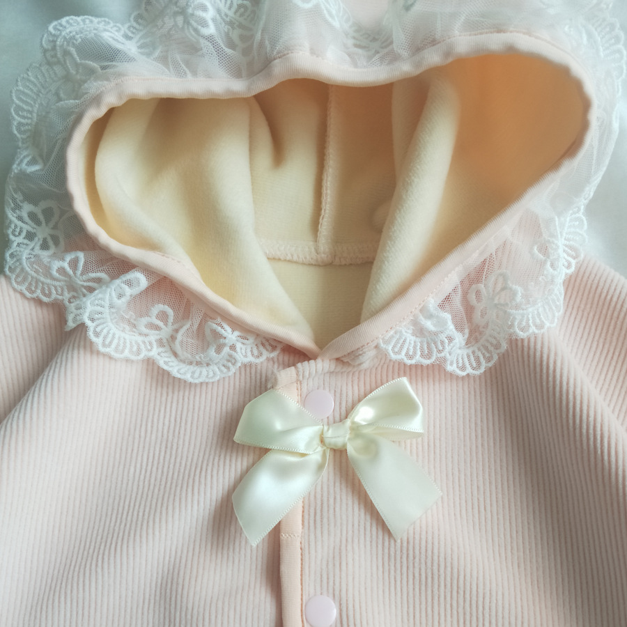 Korean style 01234-year-old thickened cloak autumn and winter children's baby girl lace hooded warm fleece-lined cloak