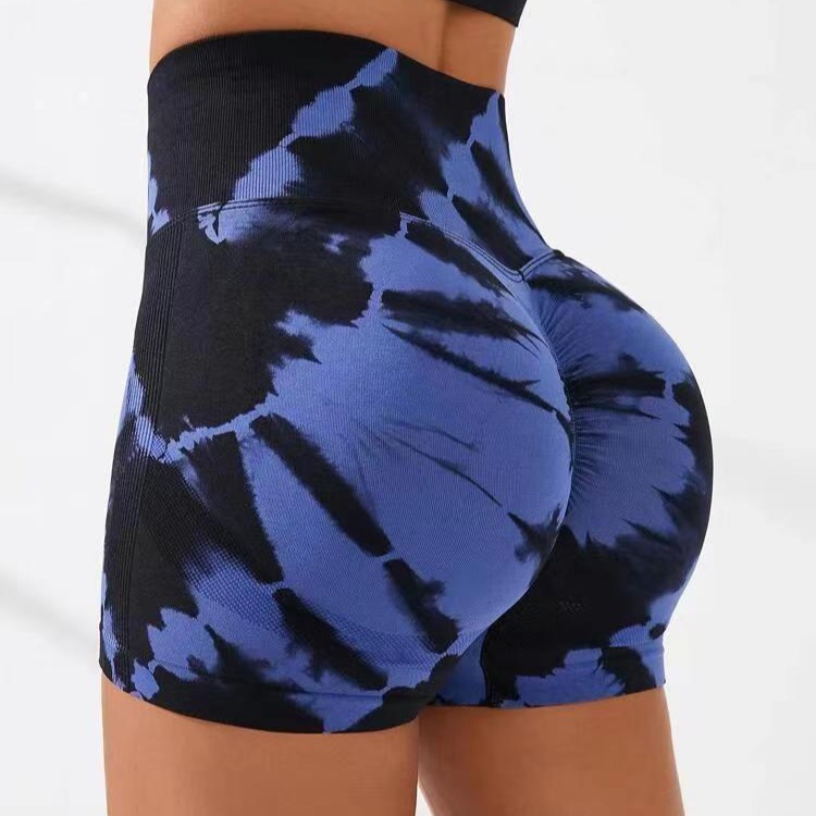150 New Color Three-point Fitness Pants Outdoor Sports Peach Hip-lifting High Waist Elastic Yoga Pants Tie-dyed Shorts for Women