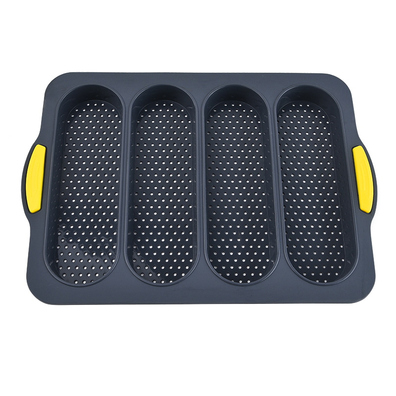 Food grade silicone two-color 4-grid silicone bread mold French cake mold rectangular baking tray high temperature resistance