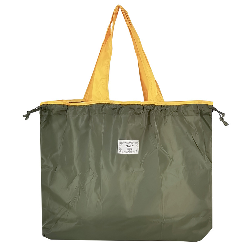 Spot Medium Solid Color Supermarket Shopping Bag Bundle Pocket Drawstring Environmentally Friendly Shopping Bag Folding Portable Storage Travel Bag