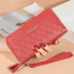 2021 New wallet women's long double zipper wallet women's Korean-style large capacity simple all-match card holder mobile phone bag