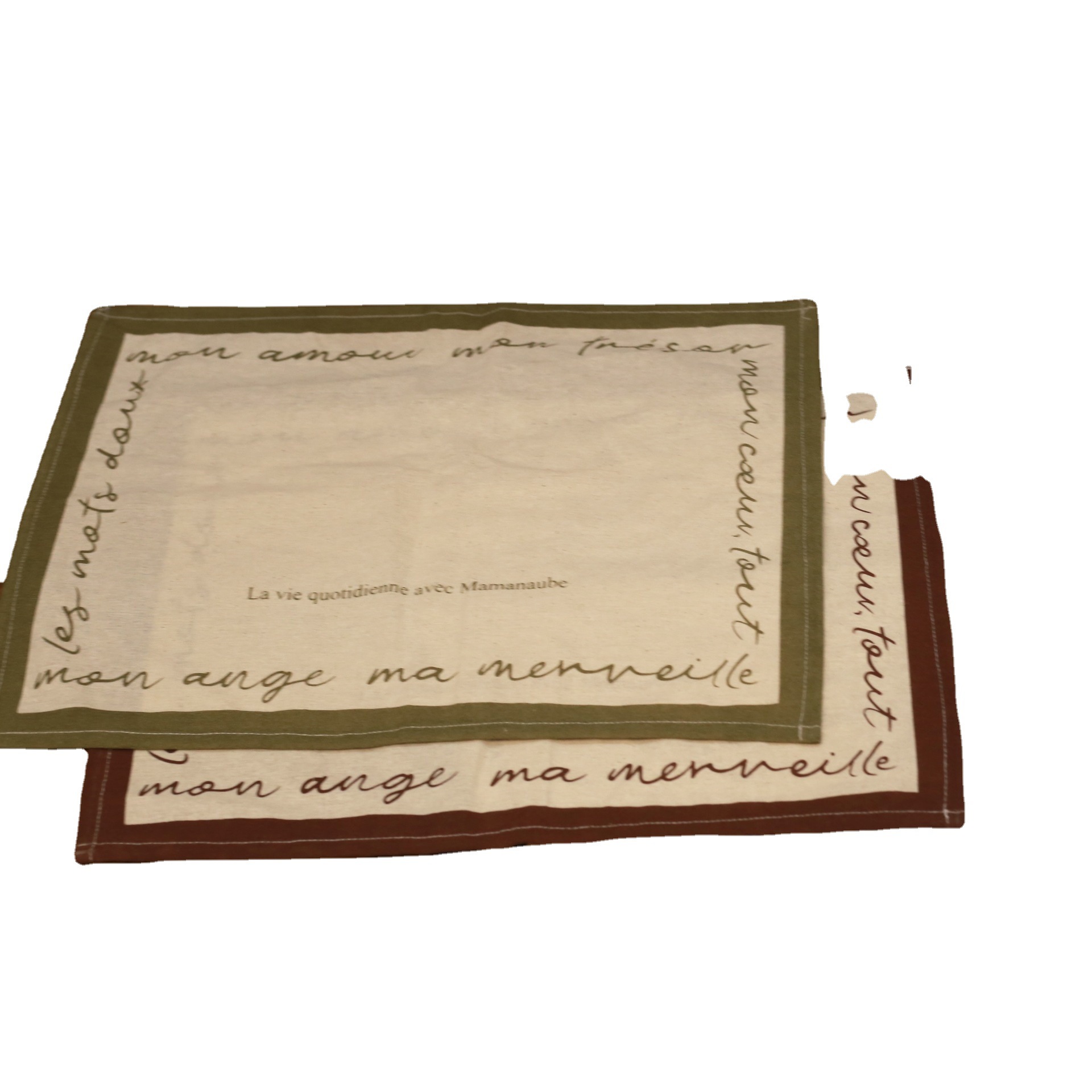 ins Korean Blogger Same Style Place Mat Linen English Letter Napkin Cloth Minimalist Retro Solid Color Table Decoration