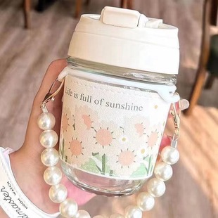High Yan Value Pearl Cup Summer Glass Printing logo Advertising Water Cup Push Accompanying Gift Cup Double Drink Cup
