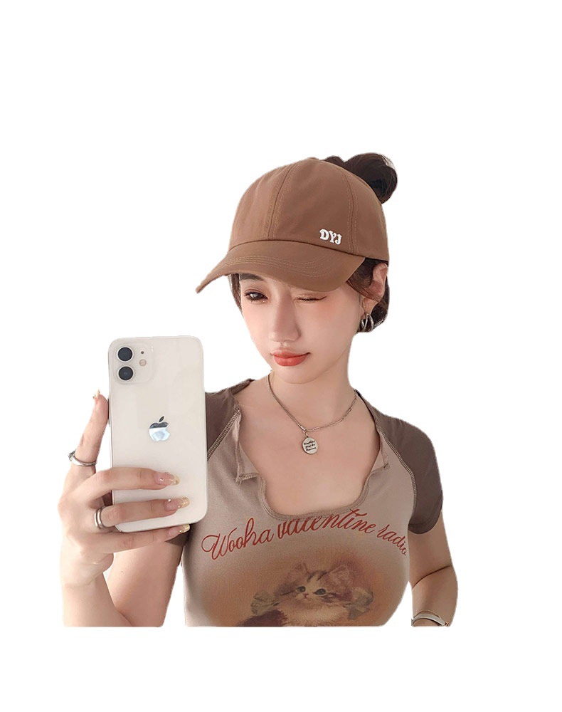 Genuine Korean ins high ponytail baseball cap Women's sunshade sunscreen cap empty top cap sports cap DYJ