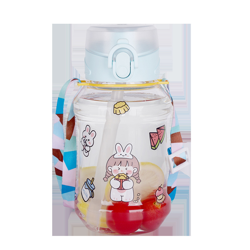 Bounce Double Drink Cartoon Plastic Cup Outdoor Large Capacity Water Cup Portable Tea Cup for Men and Women Students