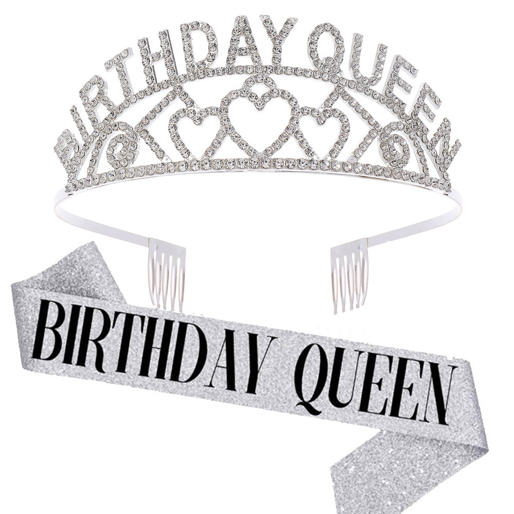 European and American rhinestone BIRTHDAY QUEEN GIRL Princess Love BIRTHDAY crown shoulder strap party supplies