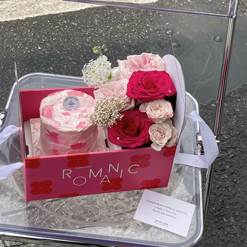 Valentine's Day 520 folding suitcase cake box PVC flower box private garden rose gift box flower arrangement box wholesale