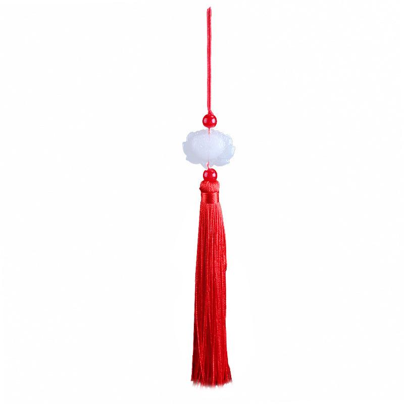 White Jade Lotus hanging fringe fan tassel ancient costume Hanfu tassel fan pendant clothing accessories in stock supply