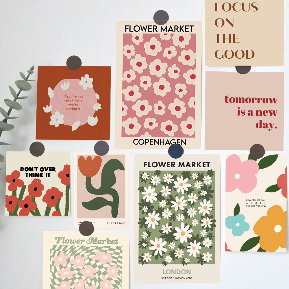 15 ins same style flower art cards simple girl heart bedroom dormitory wall decoration Korean style photo