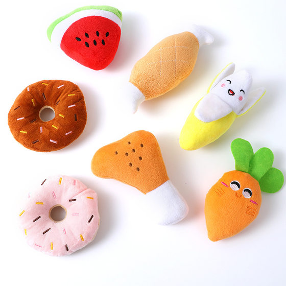 Spot plush vocal pet toy fruit chicken leg bone plush toy dog toy wholesale