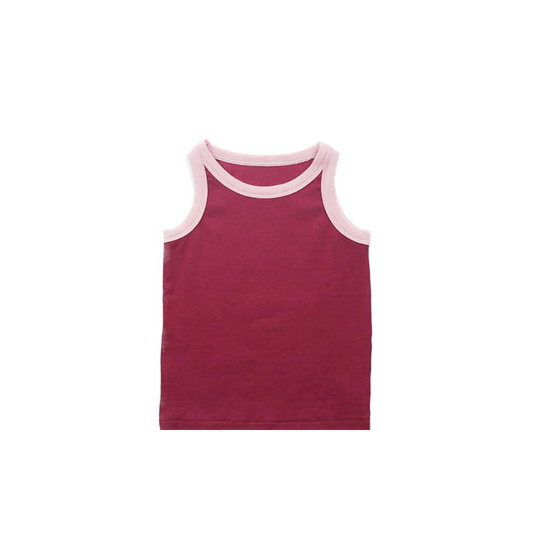 Emo Beibei 2024 Summer Children's Wear Korean-style Color-matching Stretch Pit Strip Small Vest for Girls and Babies