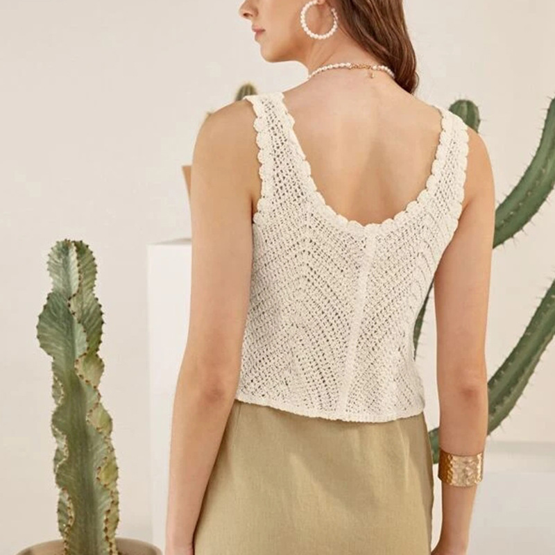 Solid Color Round Neck Sleeveless Knitted Short Horse Clip Sling Women's Korean Style Inner Wearing Outer Wearing Knitted Sweater Vest for Women
