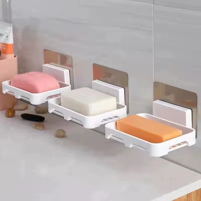 Soap box drain non-perforated soap box seamless paste wall-mounted soap rack bathroom rack factory wholesale