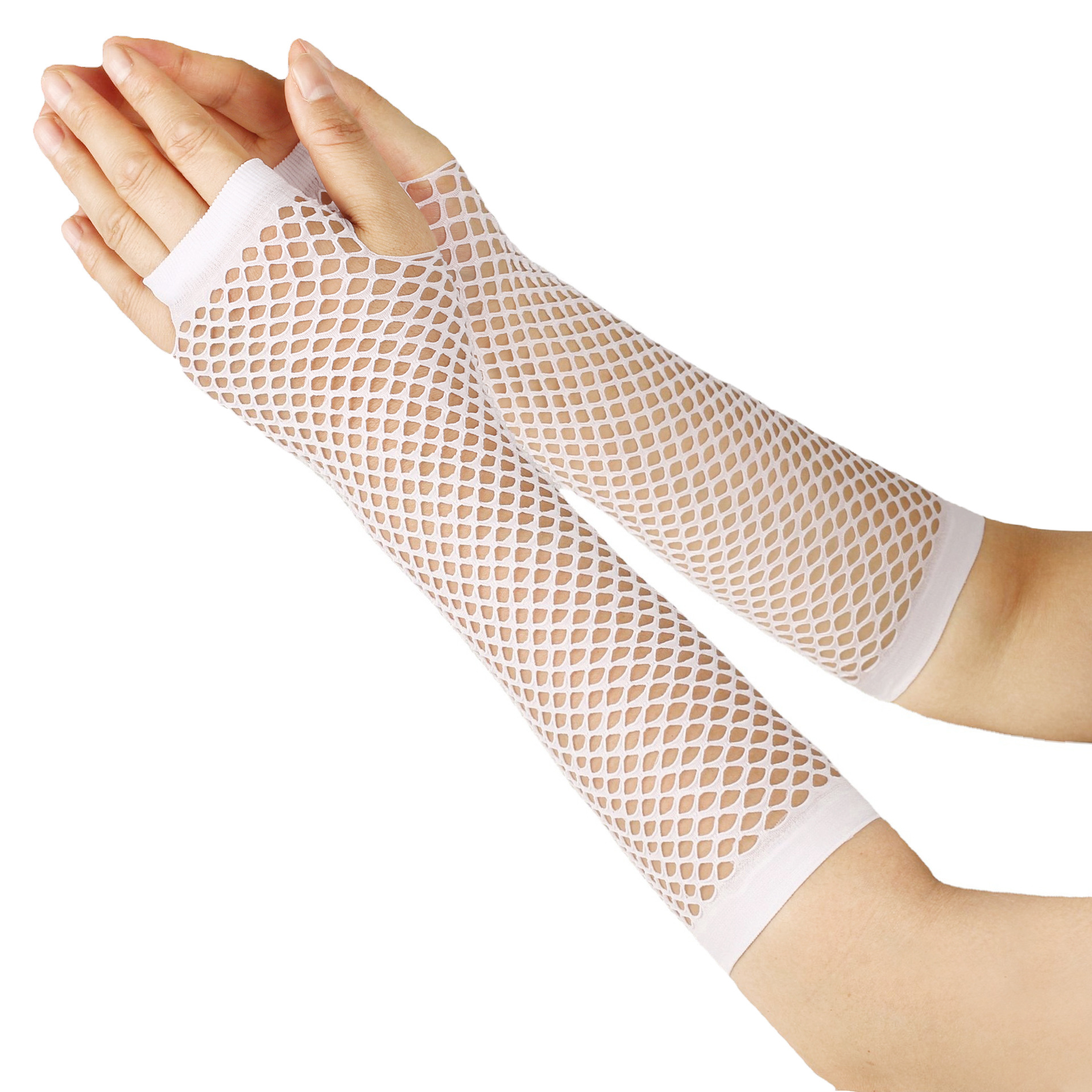 Gants élastiques en filet de pêche épais européens et américains, gants longs sexy punk, gants d'étiquette de fête en boîte de nuit à demi-doigts, gants transfrontaliers_voghion.com