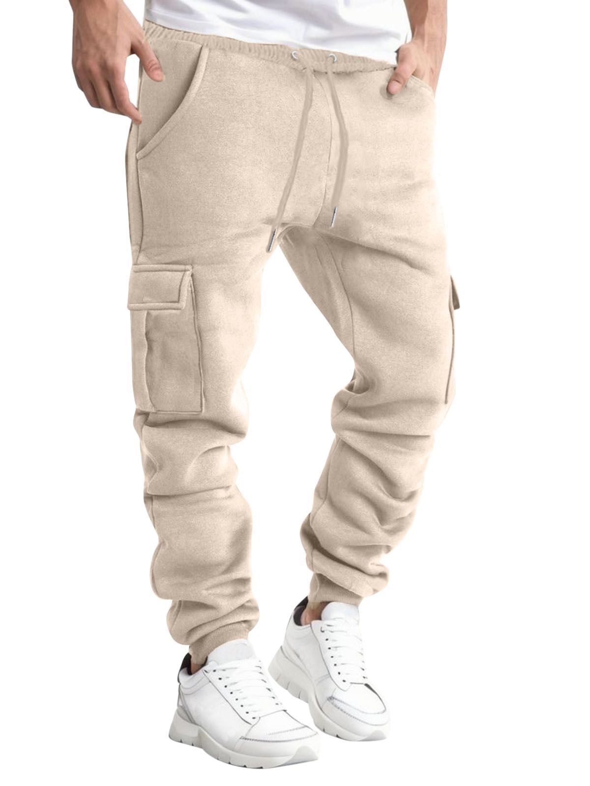 2023 Amazon hot sale men's fashion Men's solid color cargo pocket sweatpants