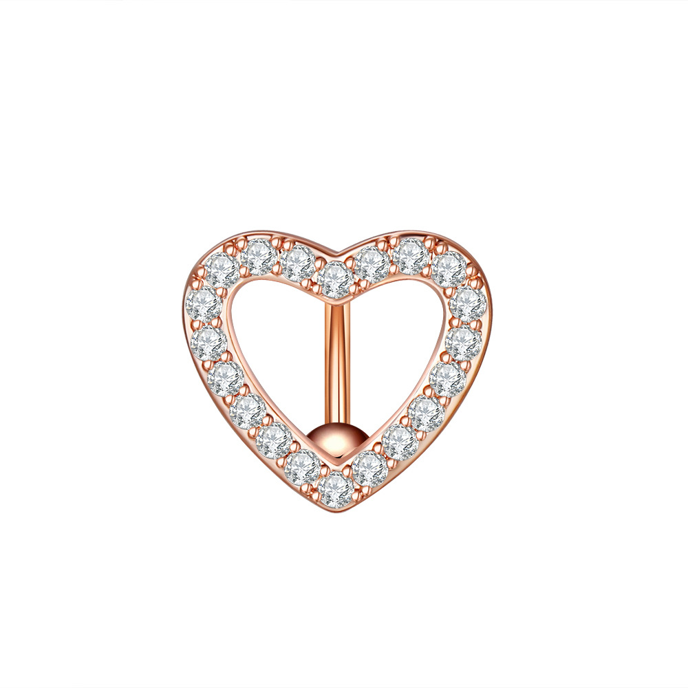 Cross-border new heart-shaped zircon navel nail navel ring puncture jewelry online wholesale
