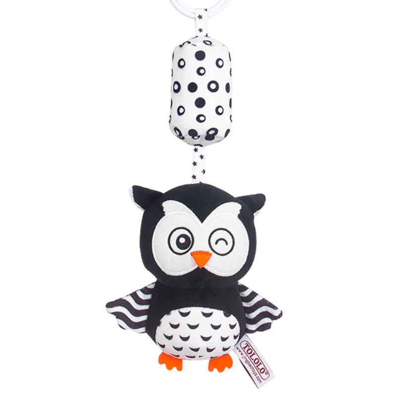 TOLOLO newborn visual training black and white rattle bed Bell cartoon animal wind chime pendant ornaments cross border