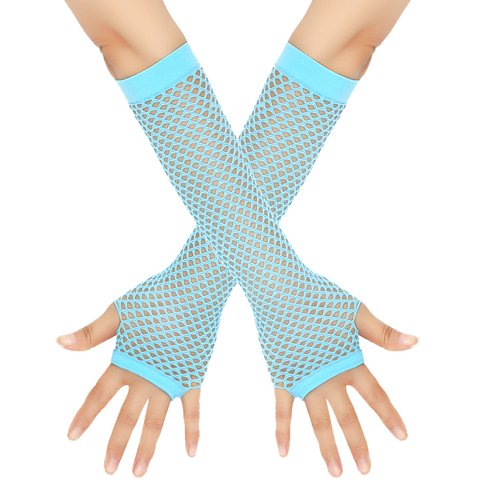 Gants élastiques en filet de pêche épais européens et américains, gants longs sexy punk, gants d'étiquette de fête en boîte de nuit à demi-doigts, gants transfrontaliers_voghion.com