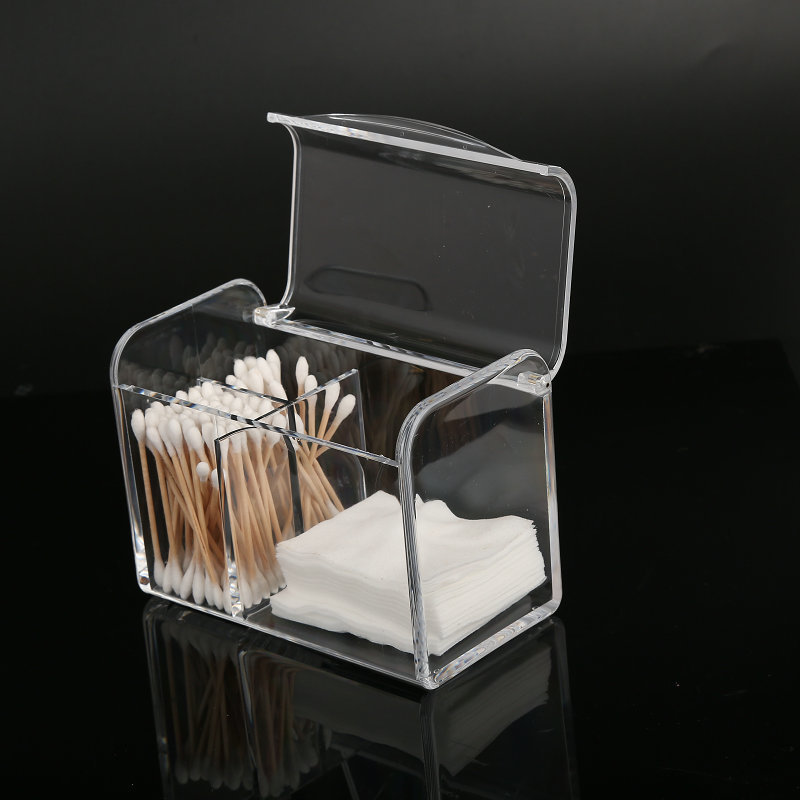 Flip acrylic cotton swab storage tube transparent cosmetic storage box dustproof cotton swab storage box with lid