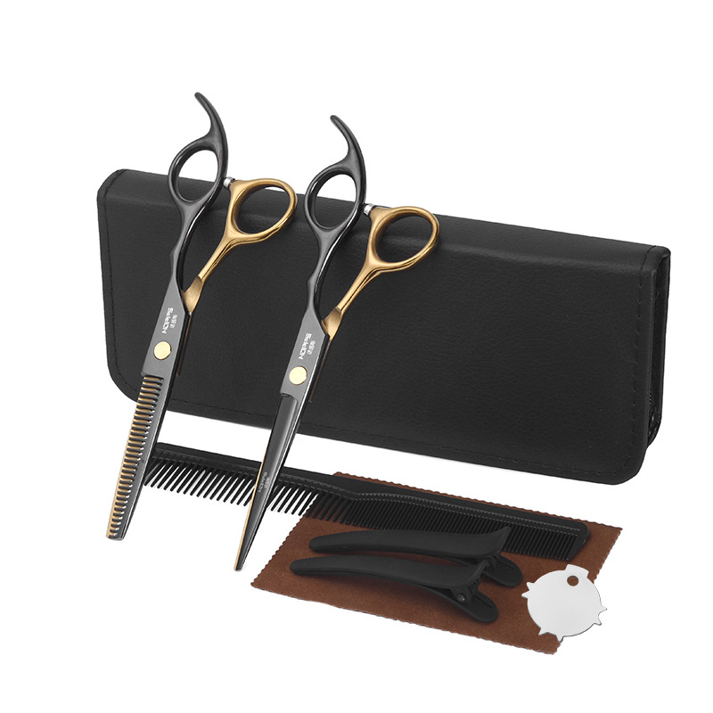 Black Gold Amazon Haircut Hairdresser Cutter Bangs Artifact Flat Cut Tooth Cut Thin Cut Set Hair Cut Scissors