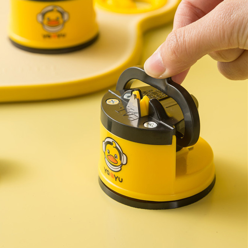 Yellow Duck Suction Cup Knife Grinder Household Quick Knife Grinding Stone Automatic Multifunctional Double-sided Knife Grinding Tool Scissor Stick