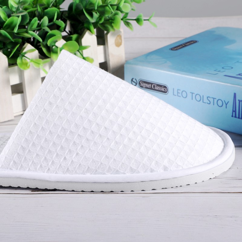 Factory supply disposable waffle slippers hotel homestay travel home hospitality willow leaf bottom large wholesale