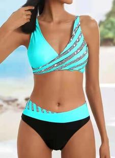 2022 New Bikini European and American Split Printed Swimsuit Women Sexy Gathered Bikini Swimsuit Amazon