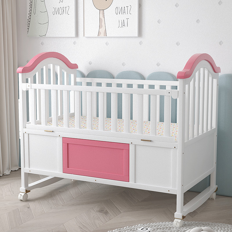 New solid wood crib newborn baby bed stitching bed bedroom widened bed with storage can be used as a gift