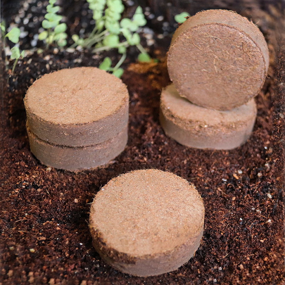 Pure coconut husk compressed nutrition soil block seedling block coconut husk compressed nutrition soil medium vegetable planting seedling block wholesale