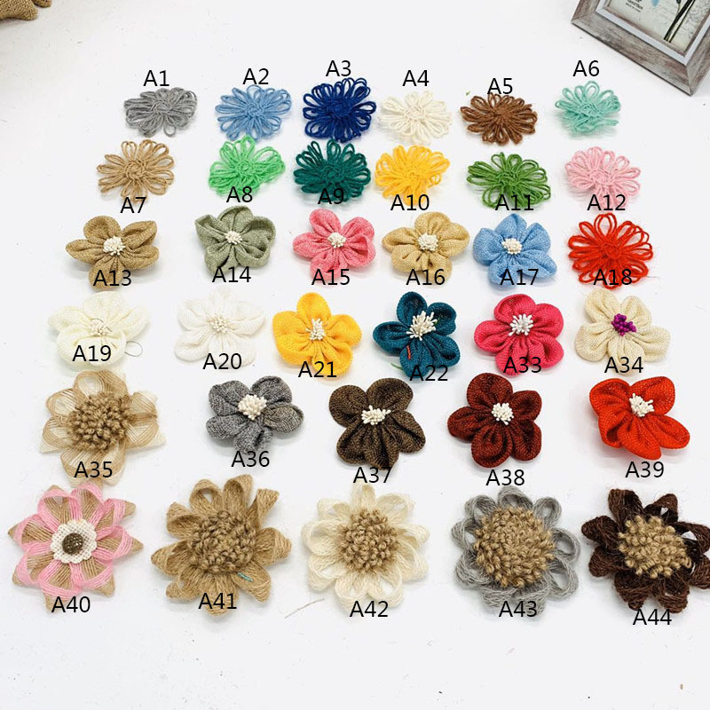Factory direct linen flower handmade DIY decorative bow hat flower kindergarten decorative linen flower