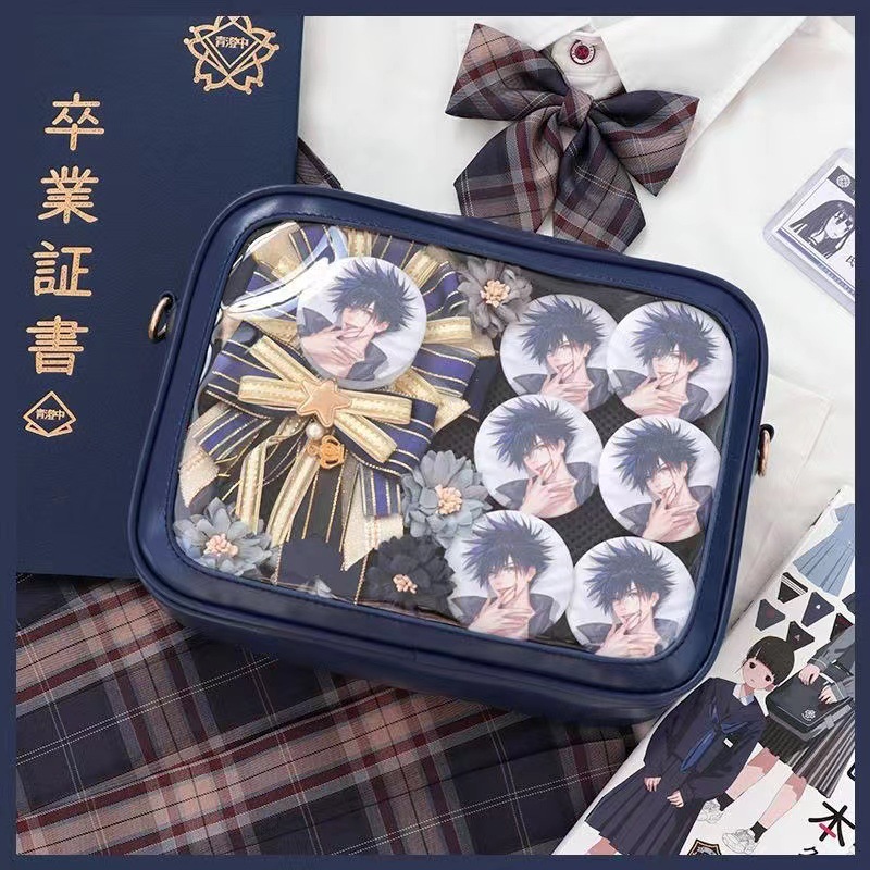 2023 manzhan pain bag crossbody single shoulder pu pain bag uniform bag Japanese style Lolita bar grain display transparent pain