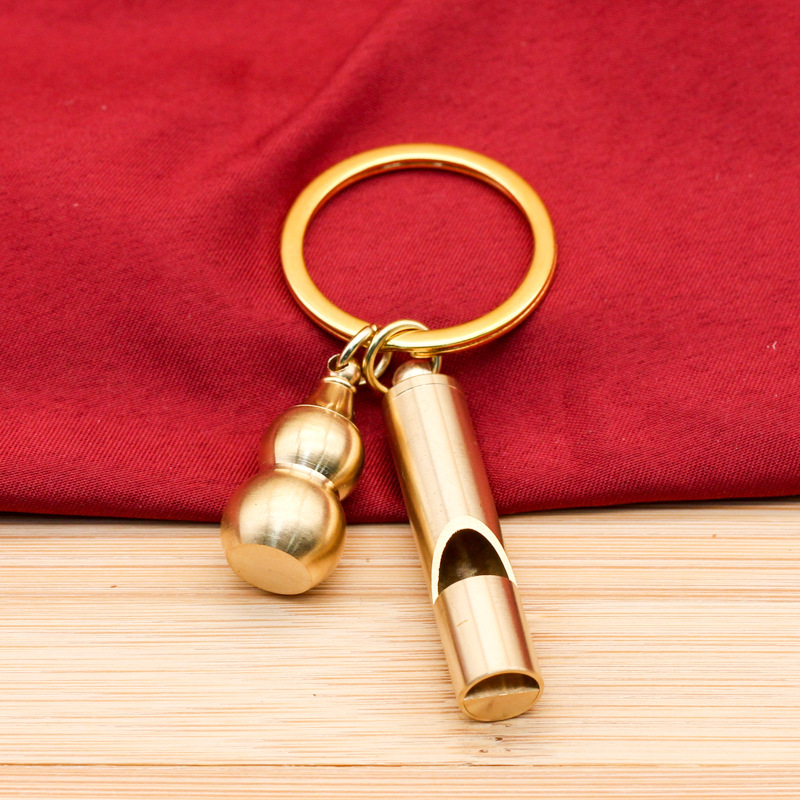 Brass whistle hollow small gourd keychain outdoor survival carry-on luggage pendant factory wholesale a generation of hair