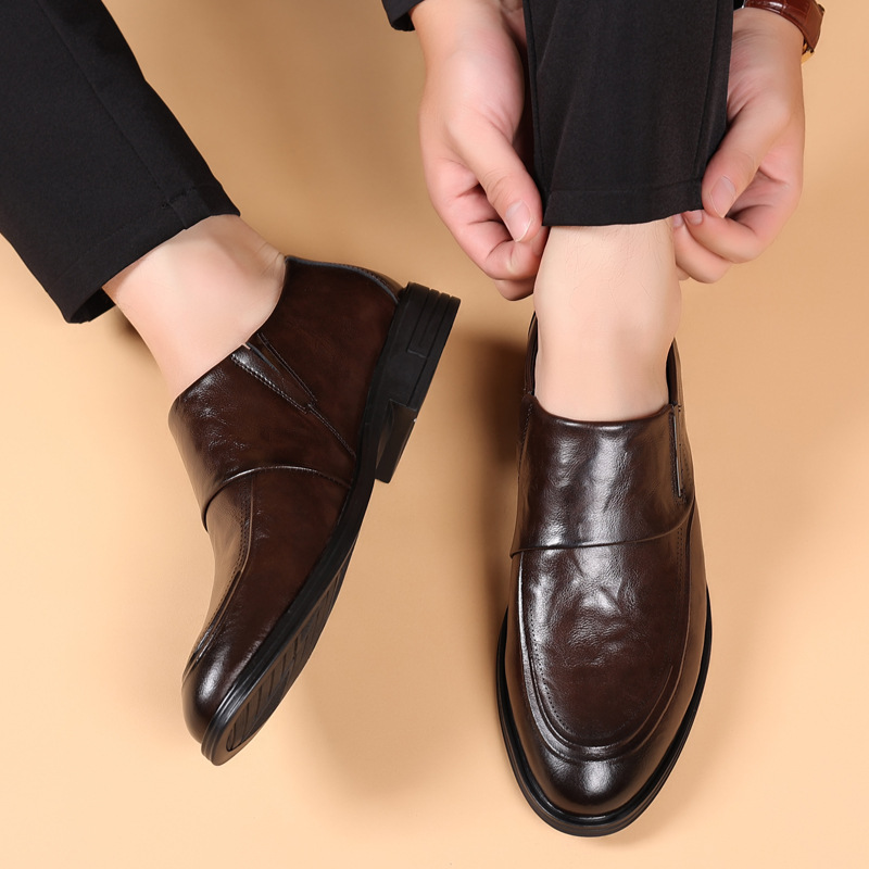 Autumn 2023 New Men's Business Dress Shoes Men's Genuine Leather Breathable Pointed Leather Shoes Leg Shoes Men's 1358