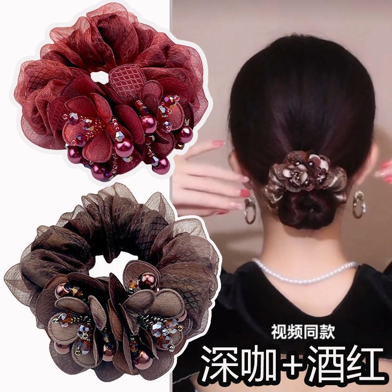 Clearance middle-aged mother's hair flower head rope 35 to 50 years old tie hair tie hair ball hair coil high elasticity