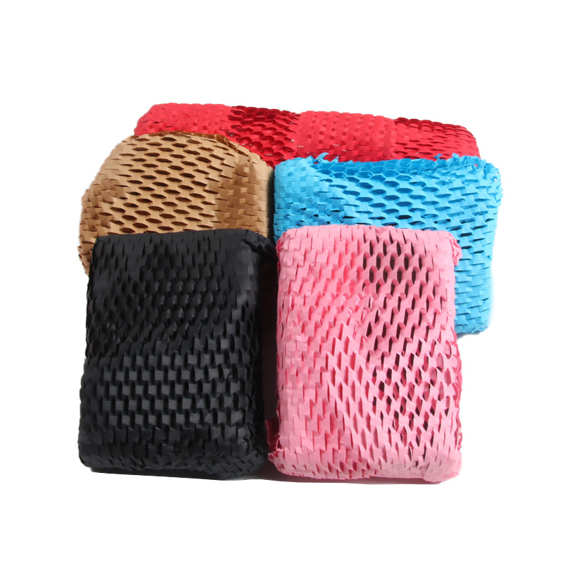 Wholesale 80 foot grams shockproof wrapping paper degradable Kraft paper six-color gift glass ceramic packing paper honeycomb paper