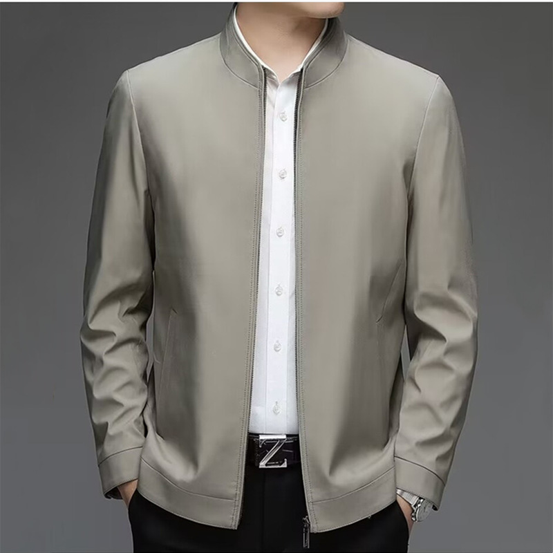 Men's jacket Spring and Autumn new casual jacket men's middle-aged and elderly men's jacket loose stand collar business dad wear