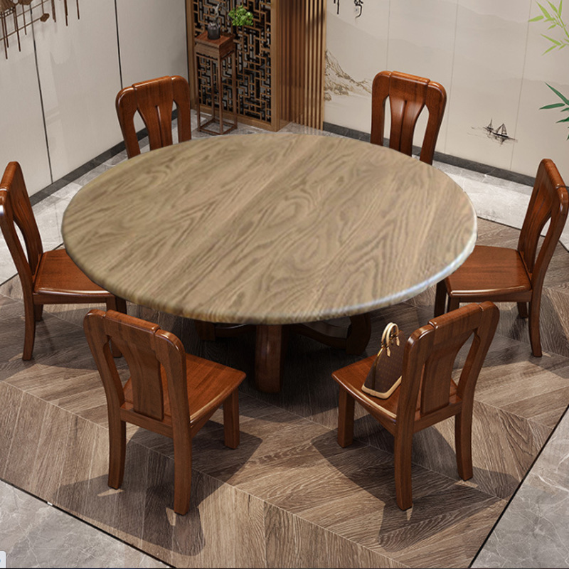 PVC tablecloth flannel transparent elastic elastic waterproof oil-proof printing thickened plastic round tablecloth furniture supplies