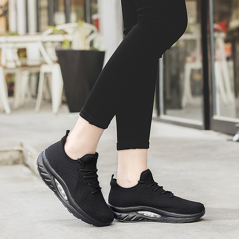 Spring and Summer 2024 Flying Woven Rocking Shoes Women's Thick Sole Height 5CM Mesh Breathable Mom Travel Casual Shoes Dancing Shoes