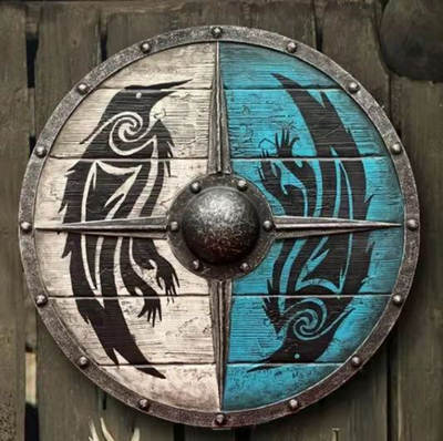 Cross-border explosions war pattern Viking shield 30cm wooden shield interior decoration wooden shield spot wholesale