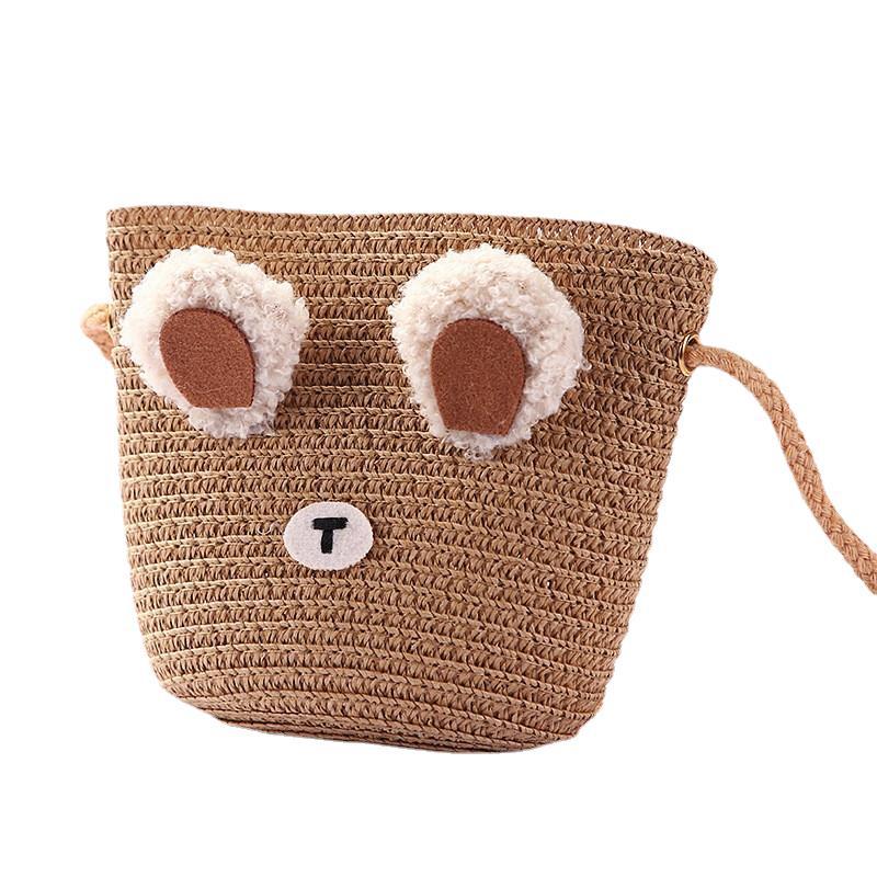 Children's Bag Cute Fashion Textile Bucket Bag Mini Straw Bag Girls' Baby's Lightweight Shoulder Crossbody Bag