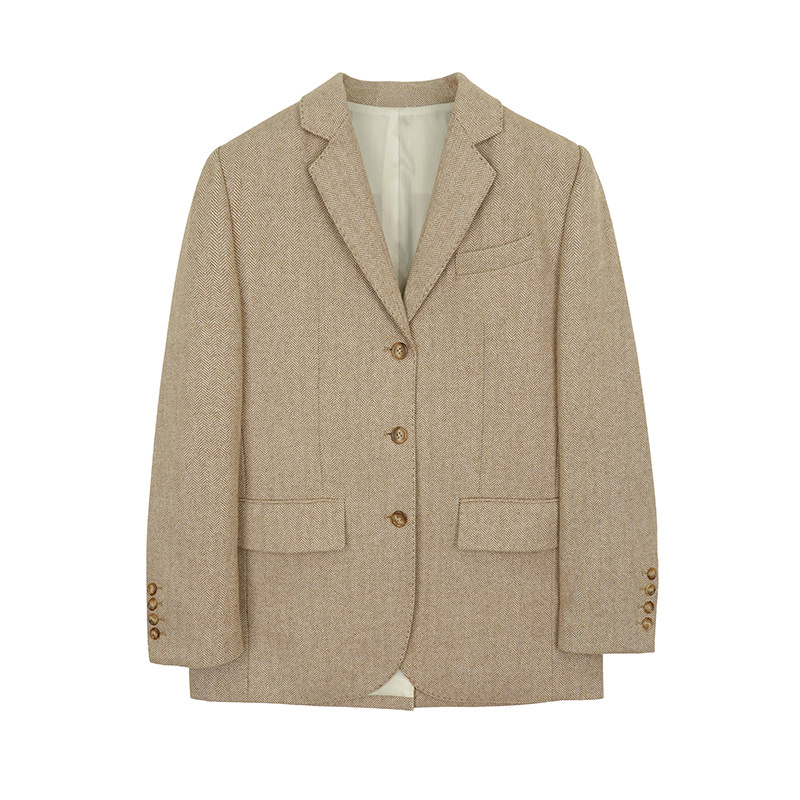 [spot] 2024 early spring Korean version of grov * e wool herringbone thickened wool suit jacket skirt set_voghion.com