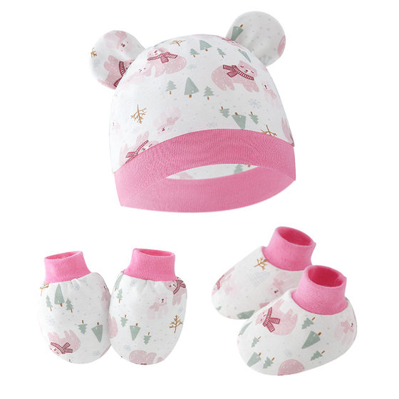 Foreign trade European and American newborn hat anti-scratch gloves foot cover baby hat baby hat newborn baby hat protective gloves