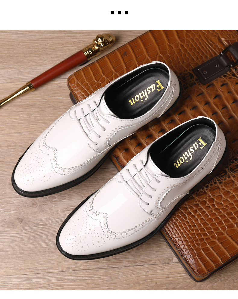 Spring New Bullock Carved Leather Shoes Patent Leather Gloss British Large Size Leather Shoes Studio Model Shoes for Groom Shoes_voghion.com