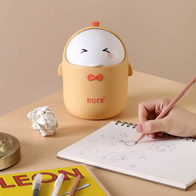 Cute Desktop Trash Can Internet Celebrity Duck Desk ins Storage and Arrangement Trash Plastic Mini Trash Can