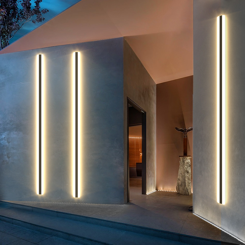 Outdoor outdoor waterproof LED wall lamp minimalist long strip engineering Wall washer lamp background decoration Villa Gate garden lamp