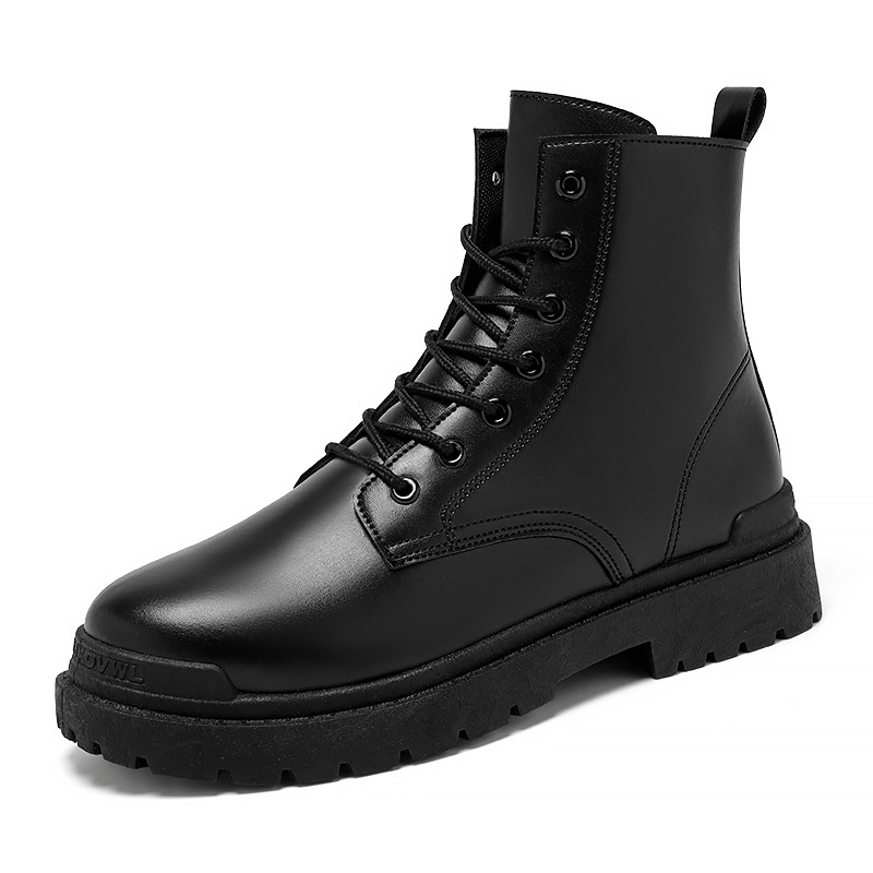 Spring Classic Round Toe Martin Boots Men's British Style High-Top Motorcycle Zipper Tooling Boots Platform Short Boots 8605