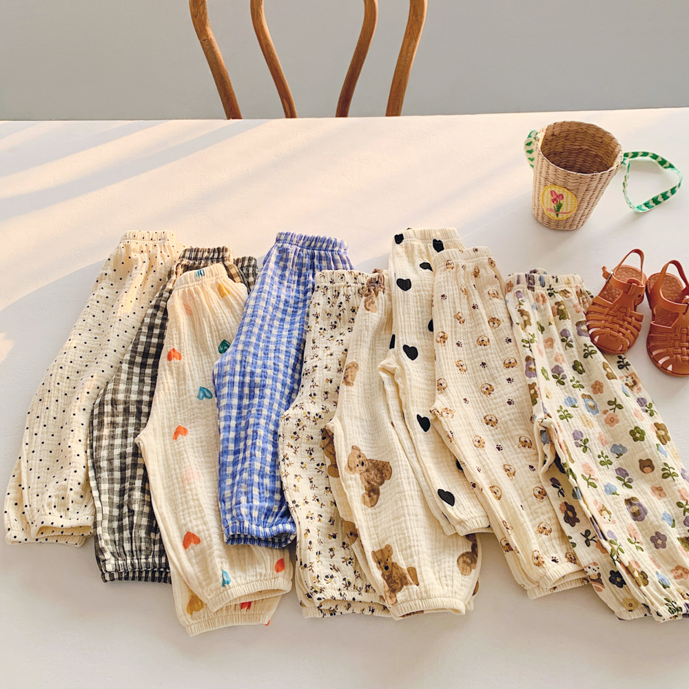 Korean-style Baby Anti-mosquito Pants 2024 Spring and Summer Thin Cotton Bloomers for Boys and Girls Loose Harlan Pants All-match Trousers