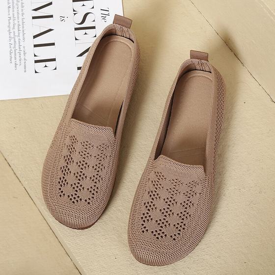 Summer Mesh Breathable Soft Sole Old Beijing Cloth Shoes Cut Out Flats Bottom Middle-aged and Elderly Mother's Shoes Hole Shoes
